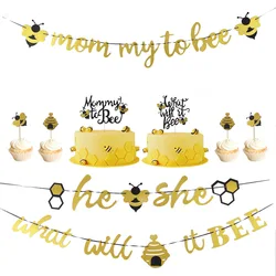 What Will It Bee Gender Reveal Party Supplies Decorations Honey Bumble He or She Baby Shower Banner Bee Cake Toppers