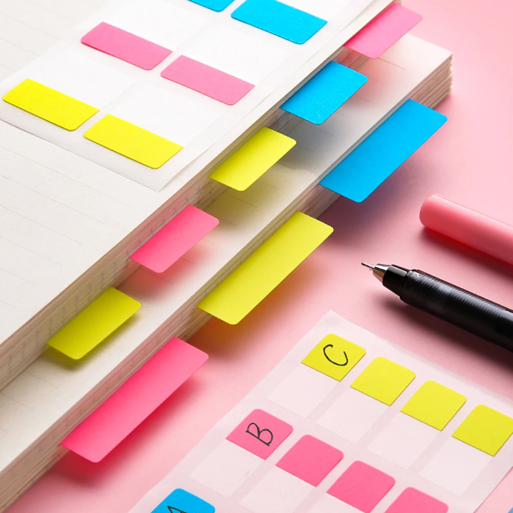 Etiqueta de índice, pegatinas de papel para notas, marcapáginas, clasificación de categoría, etiquetas de paginación de citas, N veces pegajosas