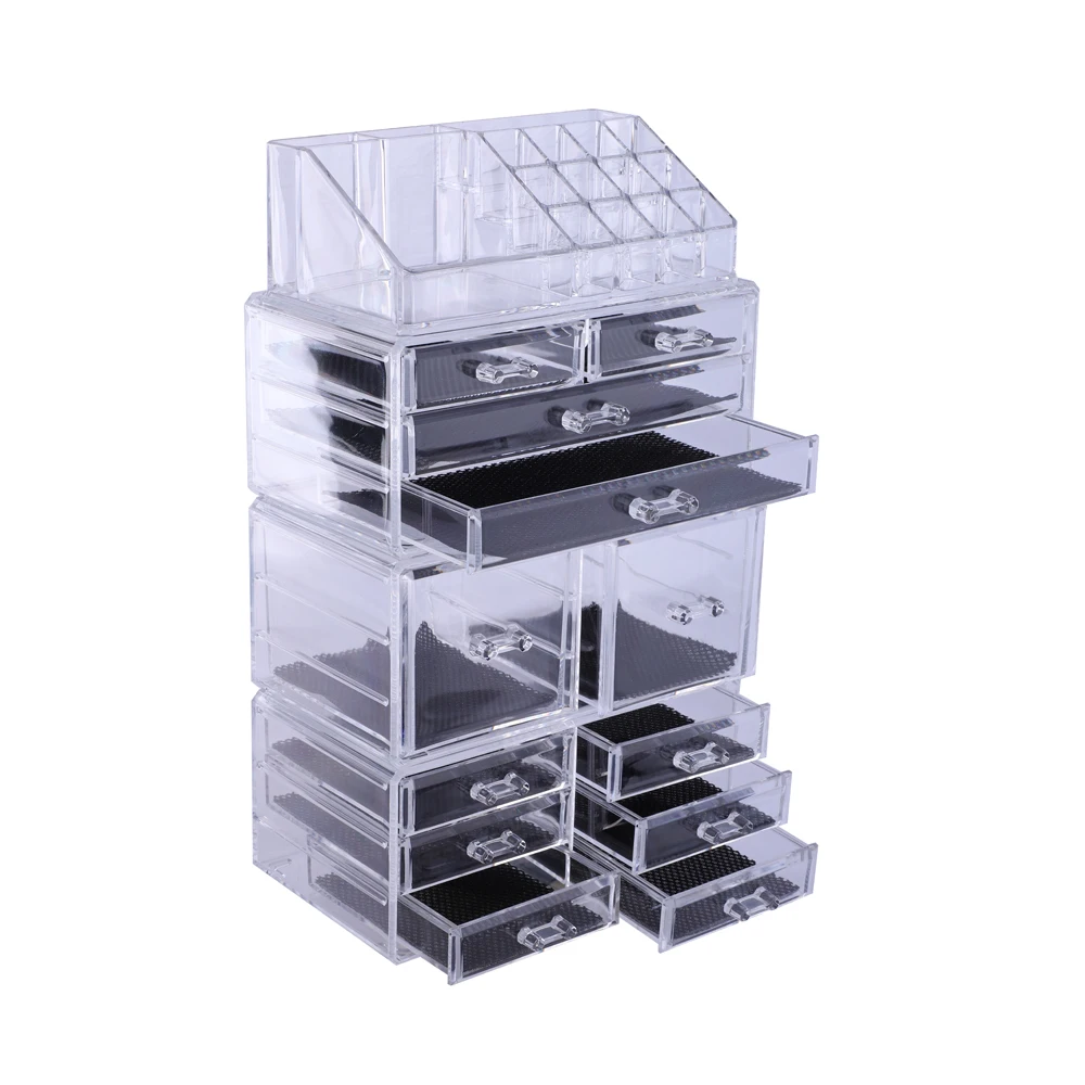 4Pcs/Set Plastic Cosmetics Storage Rack Transparent Makeup Organizer Cosmetics Storage Rack