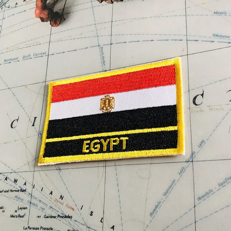 EGYPT  National Flag Embroidery Patches Badge Shield And Square Shape Pin One Set On The Cloth Armband   Backpack  Decoration