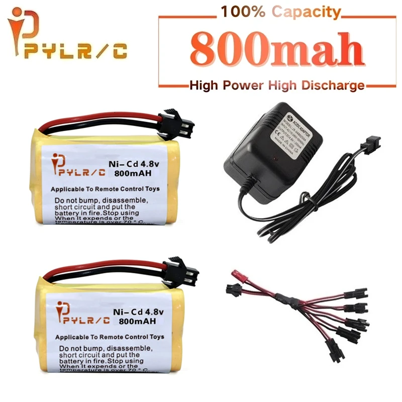 (Enchufe SM) batería y cargador NiCD de 4,8 v 800mah para juguetes Rc coches tanques robots pistolas barcos 800mah AA 4,8 v paquete de batería recargable