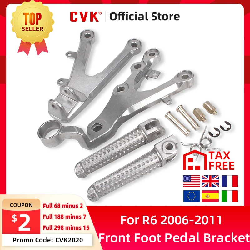 CVK Front Foot Rests Pedal Bracket Assembly Kit For Yamaha YZF R6 2006 2007 2008 2009 2010 2011 YZF600 YZF-R6 Motorcycle