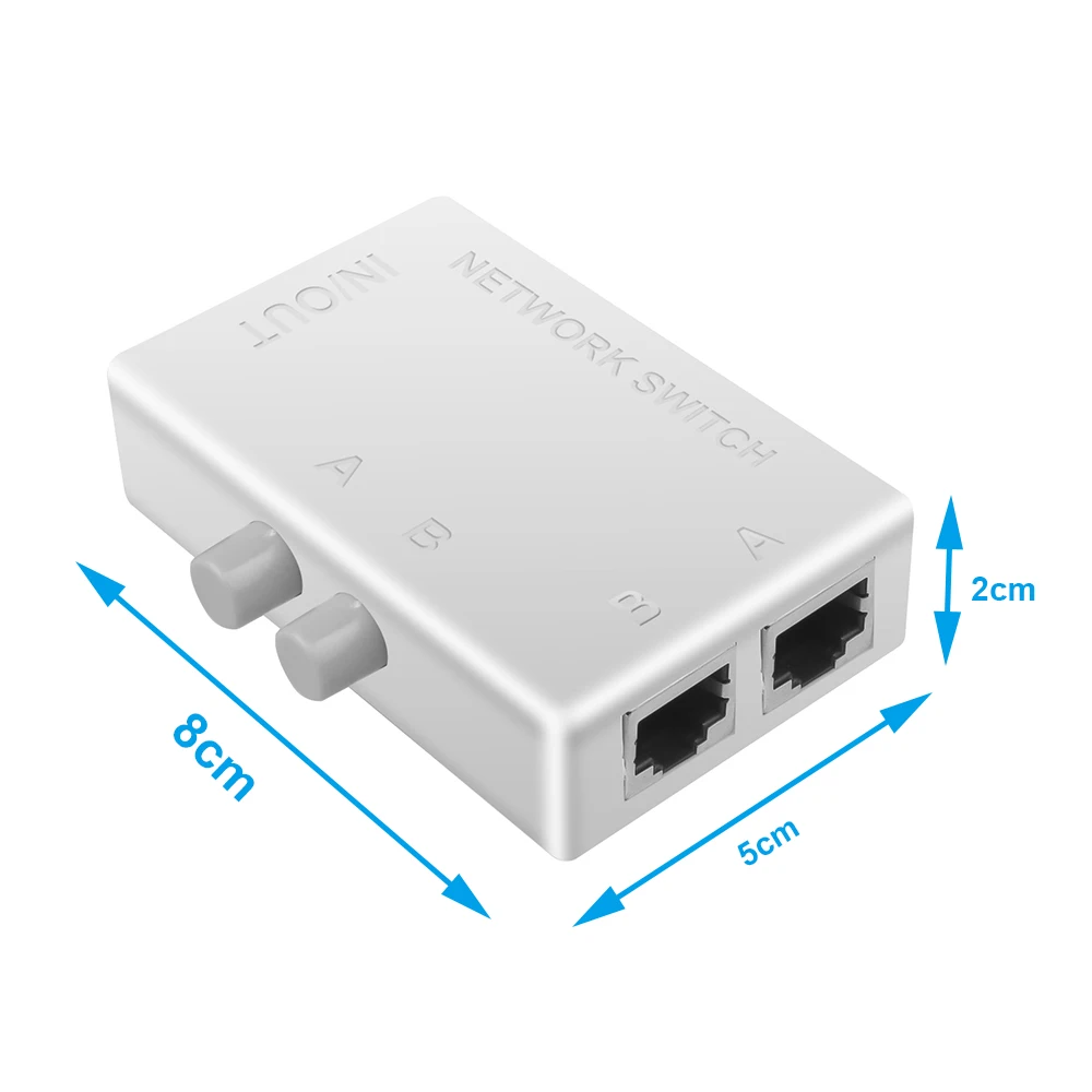 NOWY Gorący 2-portowy przełącznik sieciowy RJ45 LAN Selektor RJ-45 Ethernet Kabel sieciowy Przełącznik skrzynki Ręczne udostępnianie Adapter przełącznika HUB