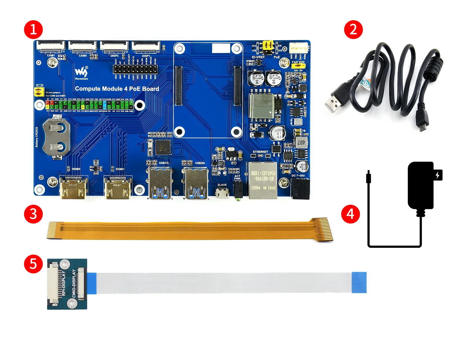 

Raspberry Pi Compute Module 4 Development Kit, With Waveshare PoE Board, Basic Accessories, And Optional 7" Touchscreen