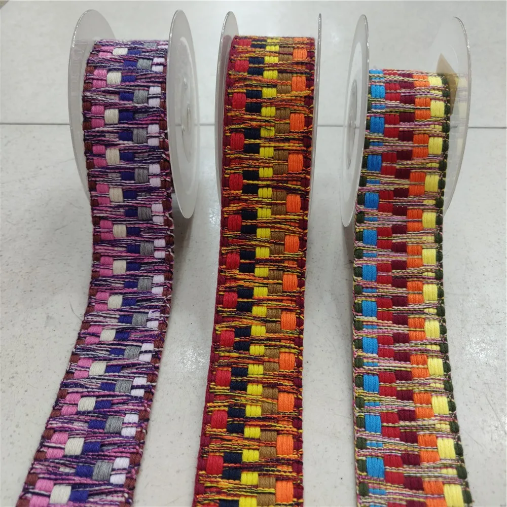 3.8 cm Wide Ethnic Strap Woven Webbing Fabric Thickness 2 mm Ribbons Tape Double Side Band Boho Accessories Gypsy Bag Straps