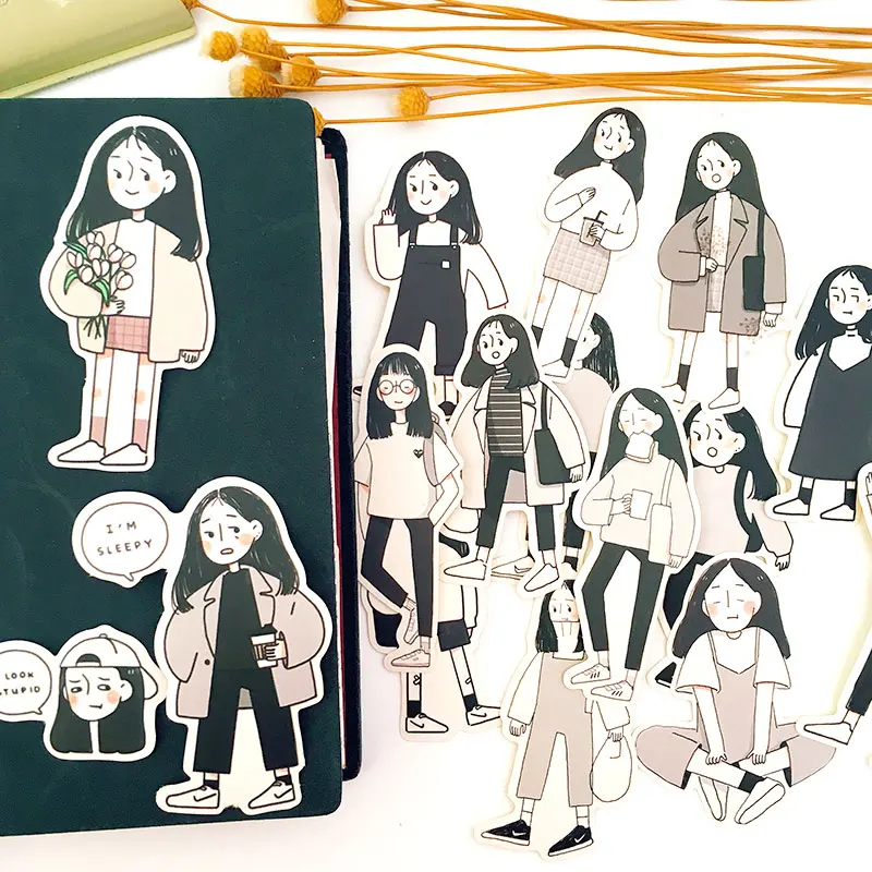 Stickers 17pcs Cute Girls Hand Account Intern Hand Account Photo Album Sticker DIY Material Package After Work