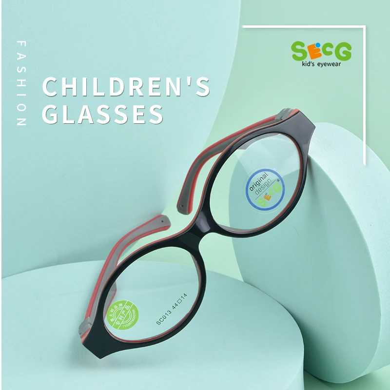 SECG Cute Round Optical Glasses Frame Soft Flexible Silicone Kids Glasses Transparent Children Frame Eyeglasses Spectacles