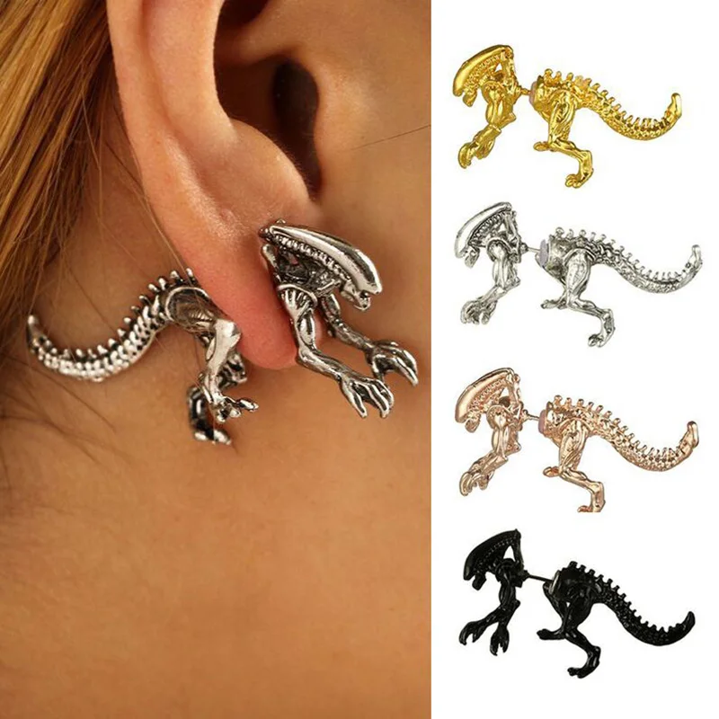 

New Exaggerated Dinosaur Skeleton Earrings Three-dimensional Animal Bone Dinosaur Stud Earrings For Women Fashion Jewelry