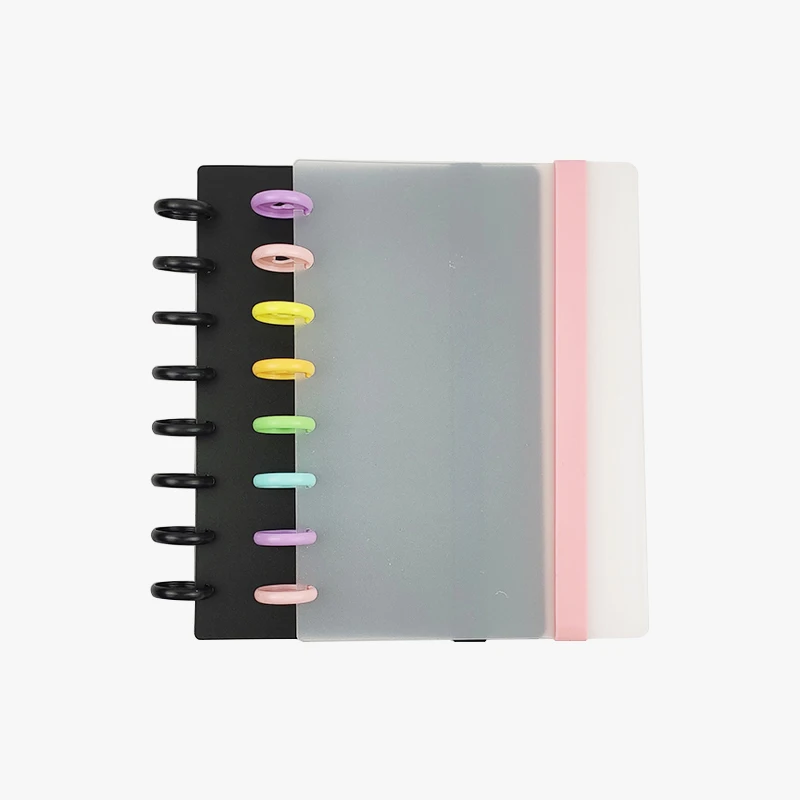 A5 Mushroom Hole Notebook Frosted Shell Cover DIY Notepad Binder Disc Whit Elastic Strap 360 Degree Foldable Stationery Supplies