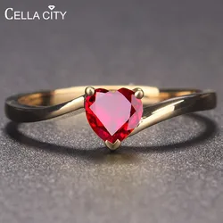 Cellacity silver ruby ring heart shape red/blue color engagement Rings for charm women fashion Jewelry wholesale gift