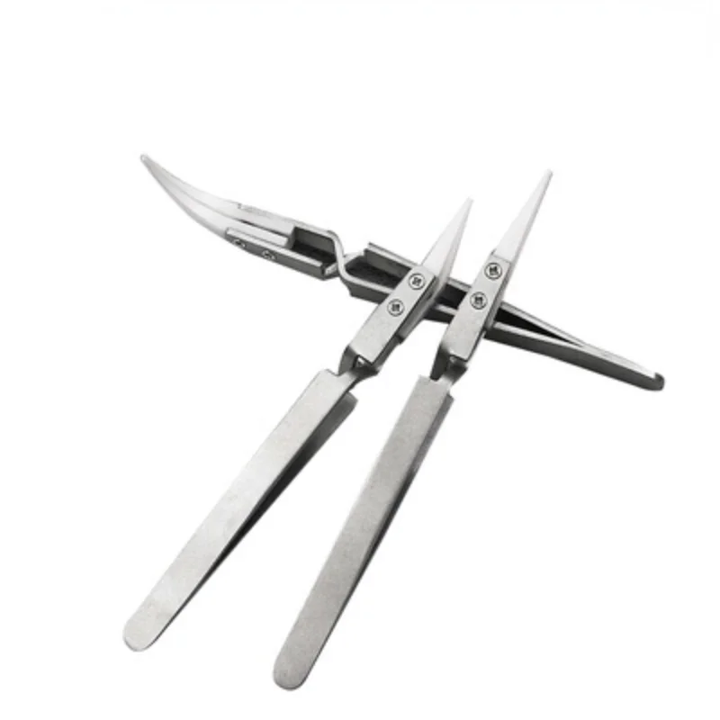 Stainless Steel Ceramic Reverse Tweezers Cross Handle /Anti Magnetic and Anti Acid Precision Clamping Ceramic Tweezers / Single