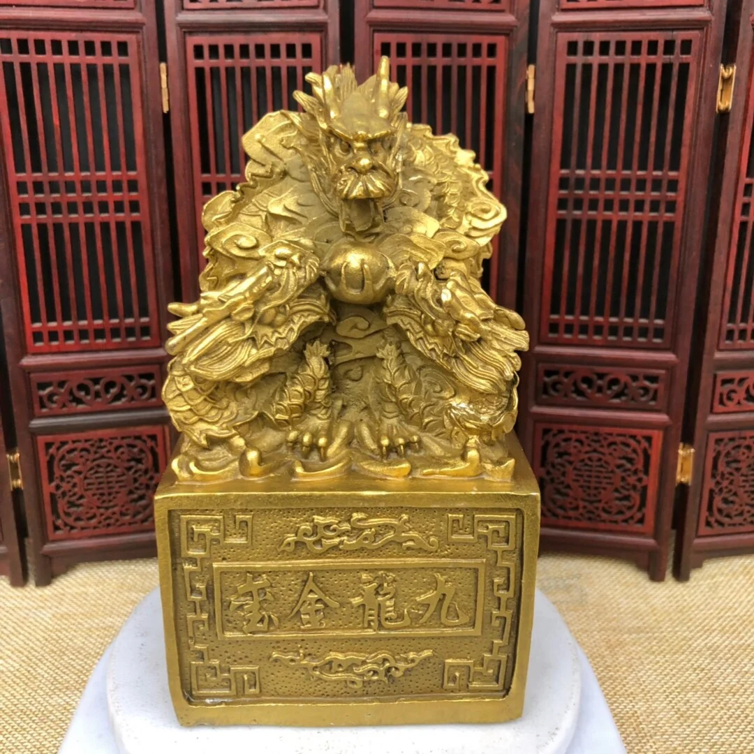 

Brass Kowloon Seal, Jade Seal Ornaments, Exquisite Home Ornaments