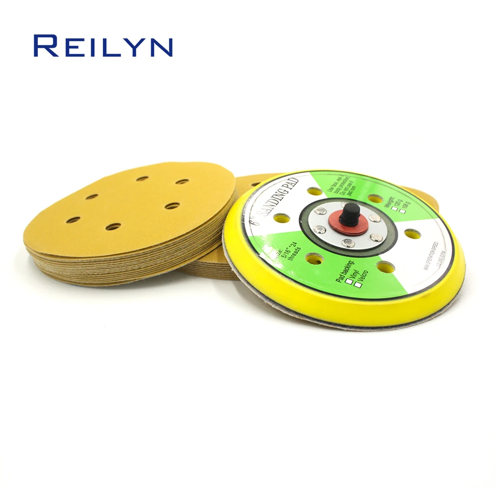 100pcs 6 Hole 5 Inch/6 Inch Sandpaper Self Adhesive Polishing Pad Metal Grinding Disc Car surface Grinding Pad Polishing Tools