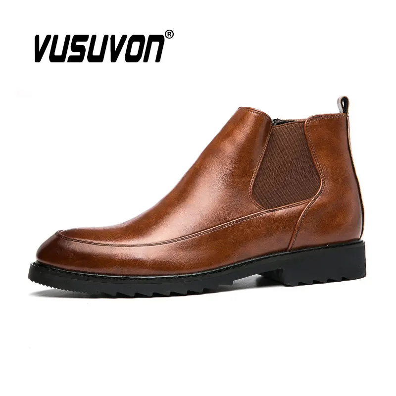 Spring Winter Elegant Chelsea Boots Genuine Leather Men Shoes Size 37-44 Slip-on Dress Formal Model Fashion Black Women Flats