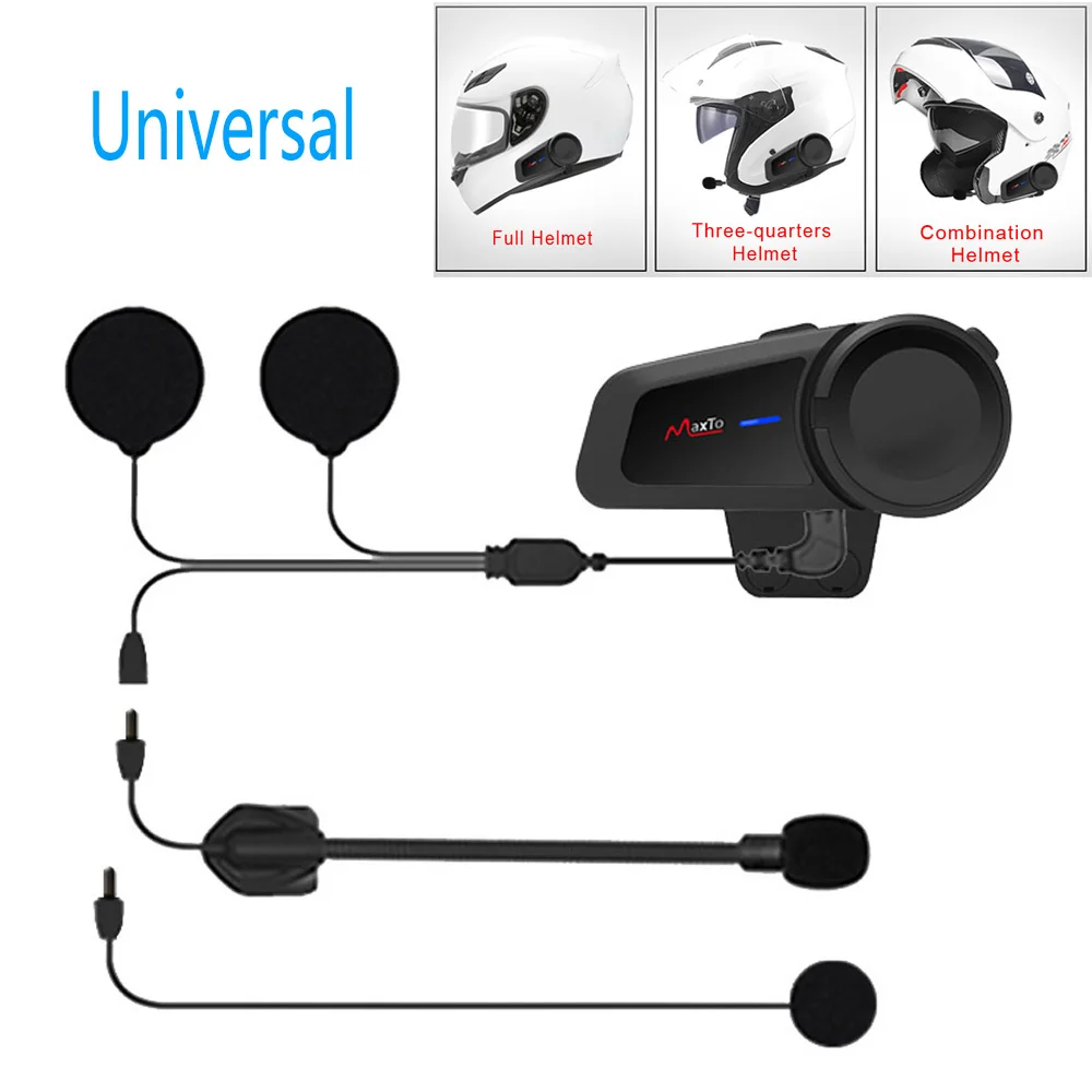 Maxto M2 Motorhelm Bluetooth Headset Intercom 6 Rijders 1000M FM MP3 Helm Casco Interphones Waterdicht IP67 BT5.0