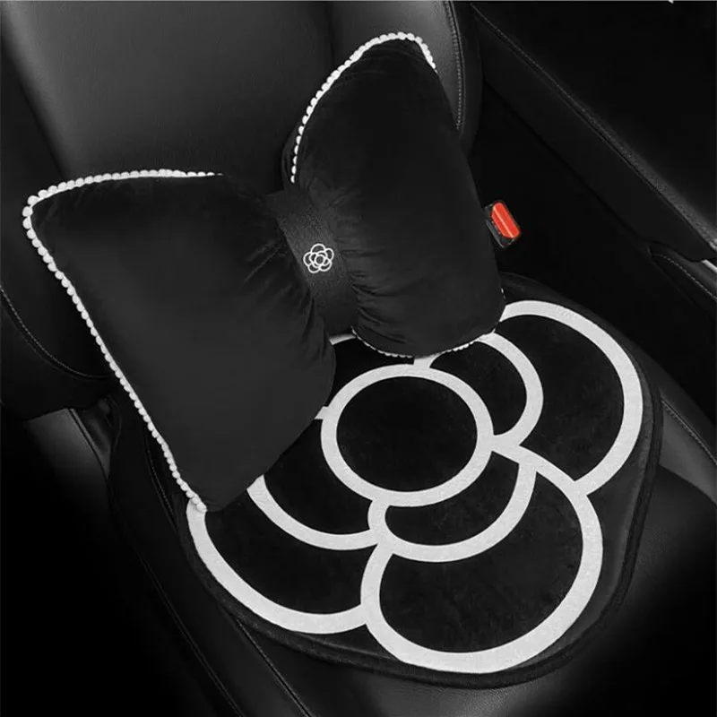 Plush Camellia Fashion Winter Autumn Car Interior Accessories Cute Car Seat Cushion Cover Ladies