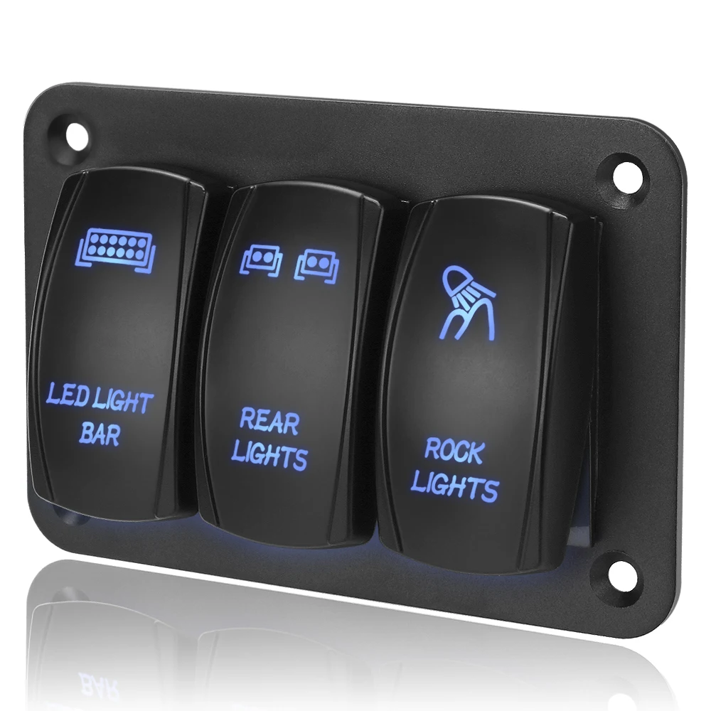 

Тумблер светодиодный светильник для авто, морского квадроцикла, UTV, панель управления, 3-бандовая панель кулисного переключателя, IP65, водонепроницаемый, 12 В, 24 В