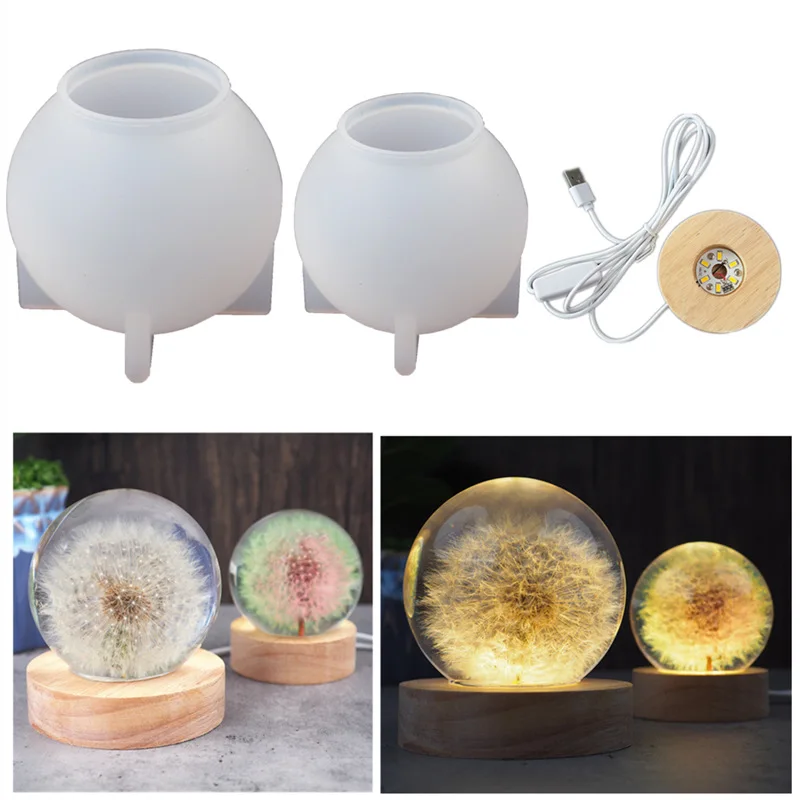 

DIY Crystal Epoxy Resin Round Ball Night Light Silicone Mold Handmade Resin Pendant Mold LED Lamp Holder Bottle Home Decor Tools