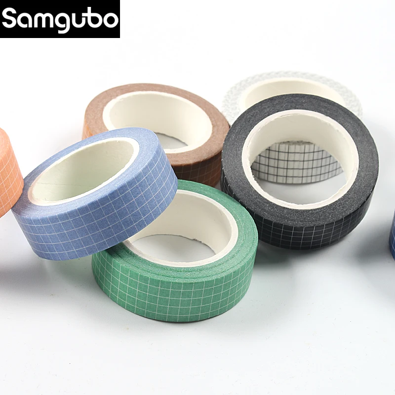 10M Pure Color Grid Washi Tape Set Masking Tape Journaling Supplies Washy Tape Organizer Washitape Stationery Sticker Scrapbook