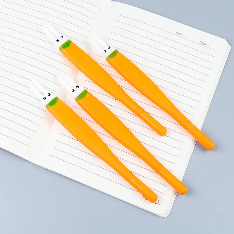 20 Pcs Gel Pens Korea Stationery Cute Rabbit Carrot Neutral Pen Students Creative Black Ink Pen School Writing Stationery Prizes