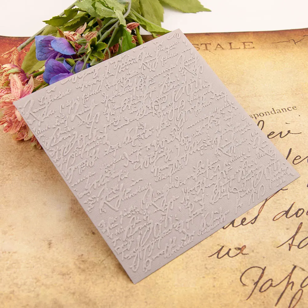 Handwritten text Flower print DIY Plastic Embossing Folders for DIY Scrapbooking Paper Craft/Card Making Decoration Supplies