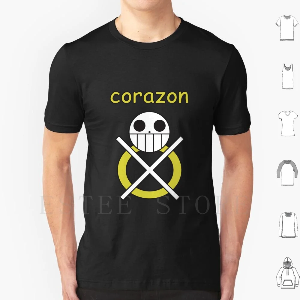 Corazon T Shirt Men Cotton 6xl Corazon Trafalgar Law Jolly Roger Heart Pirates