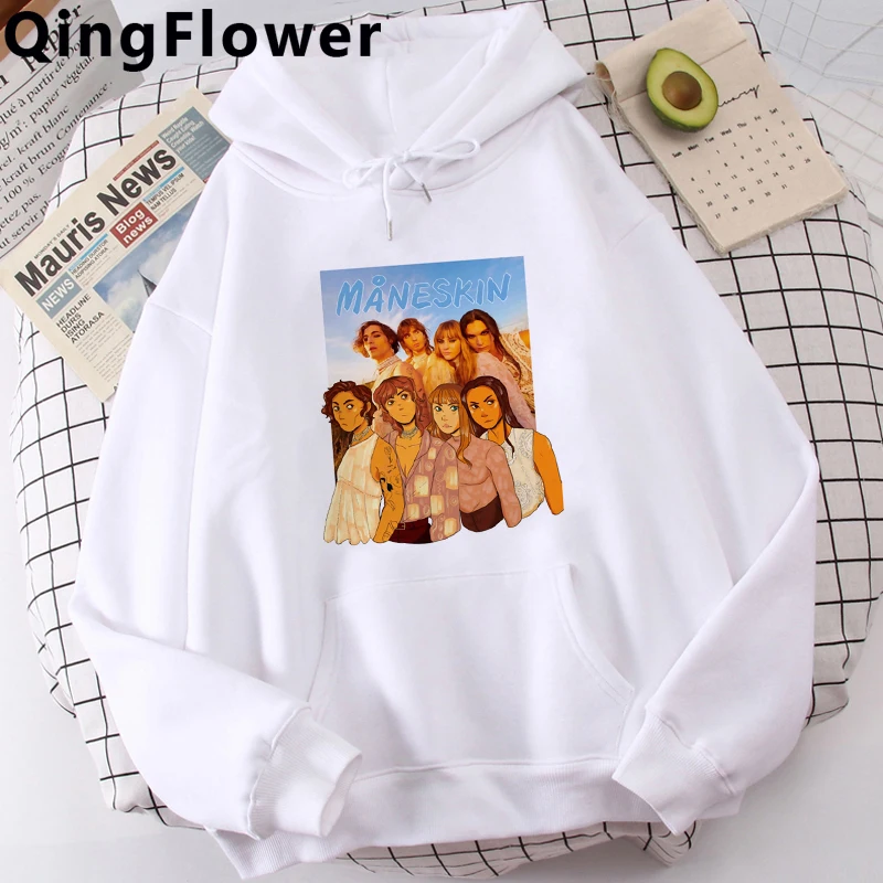 Maneskin-Sudadera con capucha Unisex de estética de dibujos animados para hombre, ropa de calle Harajuku, sudadera de Anime, sudadera con gráfico de