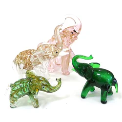 Murano Glass Elephant Miniature Figurine Gold Silver Foil Animal Statue Craft Ornaments Home Decor Collection Festival Xmas Gift