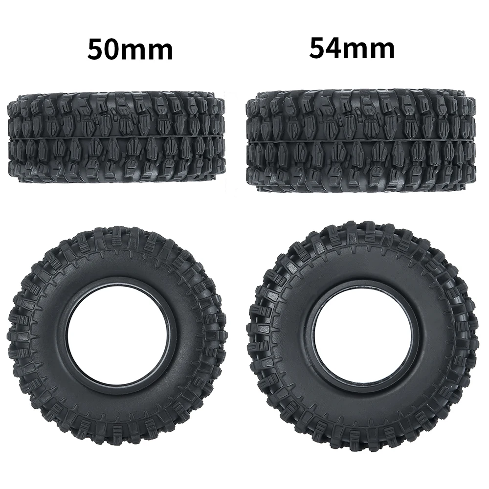 YEAHRUN 4Pcs 1.0 inch Rubber Wheel Tires 50mm 54mm For Axial SCX24 Deadbolt C10 JLU Gladiator Bronco 1/24 RC Crawler Car