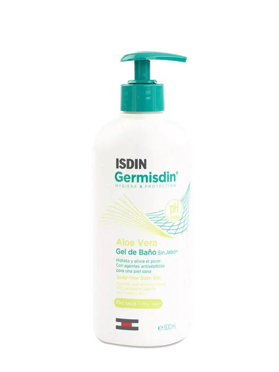 Isdin germisdin aloe vera bath gel 500ml-moisturizes and relieves itching with antiseptic agents for healthy skin