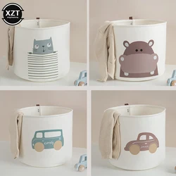 Foldable Toy Storage Bucket Baby Laundry Basket Cute Cartoon Car Picnic Dirty Clothes Basket Box Canvas Organizer Cartoon Animal