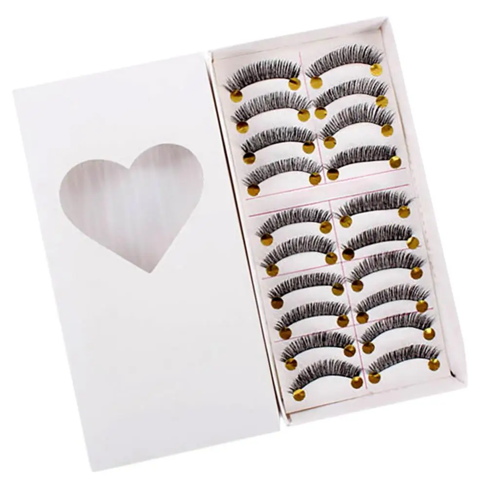 10 Pairs Thick Long Cross False Eyelashes Makeup Natural Fake Thick Black Eye Lashes Box Package