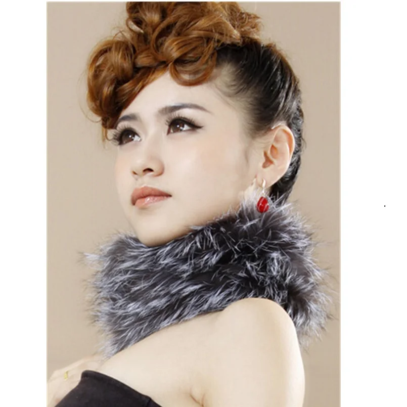 

New Gray Real Fox Fur Headband Knitted High Qulity Scarves For Women Warm Western Style Headwear H31