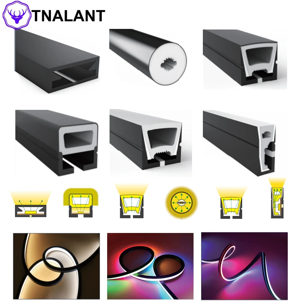 LED Neon Rope Tube Flexible led Strip Light black Silica Gel Soft Lamp Tube SK6812RGBW WS2811 WS2812B 5050 IP67 Waterproof