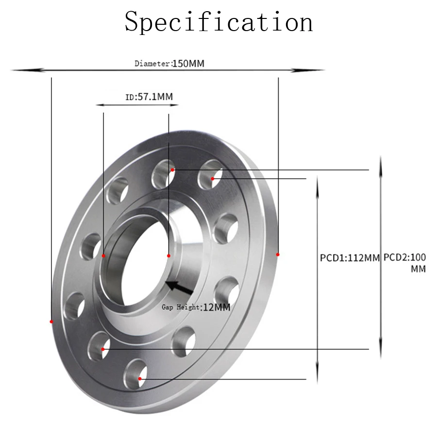 2PCS/ lot:15mm/20mm Wheel Spacers 5x100 5x112 57.1mm Centric Wheel Hub Spacers Plate Shim For Audi-Volkswagen + Lug Bolts 14X1.5