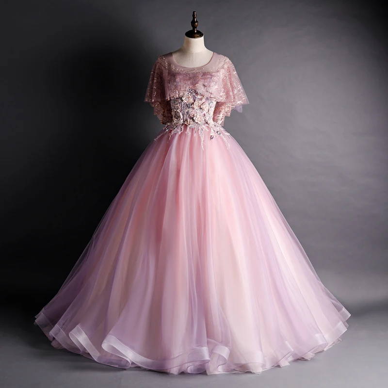 

100%real pink cloak beading flower vintage ball gown royal Medieval Renaissance Victorian dress Belle ball