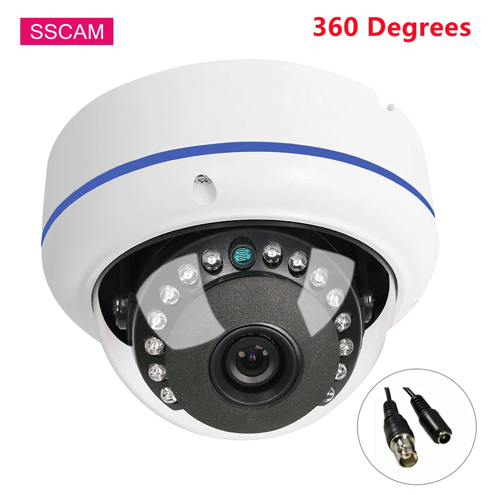 4MP AHD Camera Fisheye Wide Angle 360 Degree Fish Eye High Resolution Full HD Infrared Analog Surveillance Camera with OSD Cable