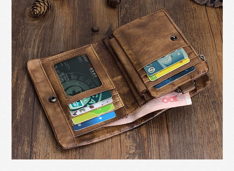 Fashion New Genuine Leather Men Wallet Leather male Wallet men purse Clutch money bag wallet coin Purse card holder money clips