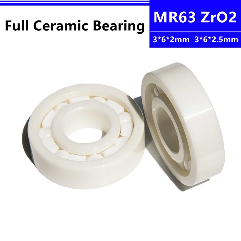 4pcs/10pcs ZrO2 ceramic bearing MR63 3*6*2mm 3*6*2.5mm Zirconia Full Ceramic Deep Groove Ball Bearing 3x6x2 mm 3x6x2.5 mm