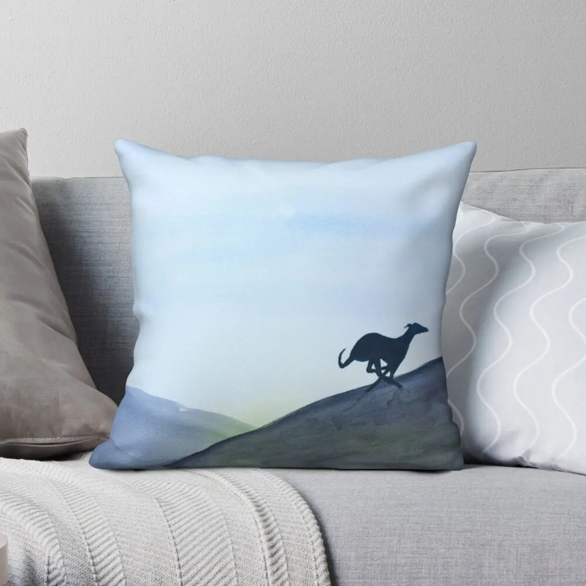 Running Greyhound Whippet Lurcher Pillowcase Polyester Linen Velvet Printed Zip Decor Throw Pillow Case Room Cushion Cover