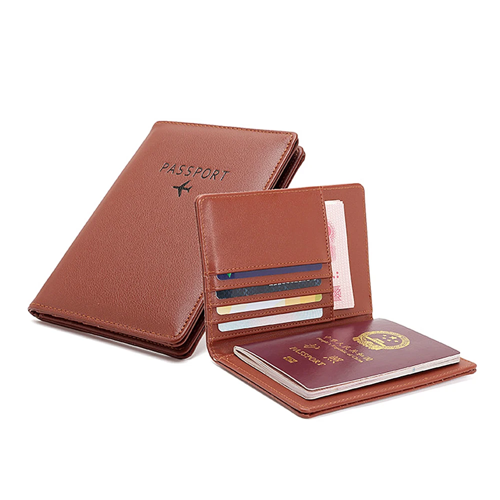 Multi-function Men Business Air Passport Wallet Women Soft Leather Passport Holder Cover RFID Credit Card Holder Purse 7 colors