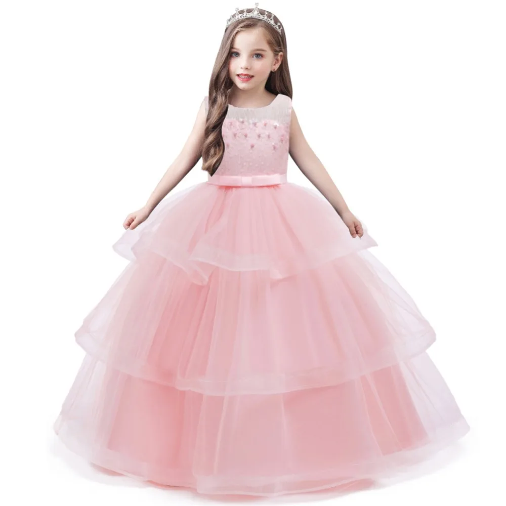 Summer Flower Girls Bridesmaid Wedding Party  Kids Carnival Dresses For Girls Robe Teenage Elegent Princess Dress 3 6 8 14 Year