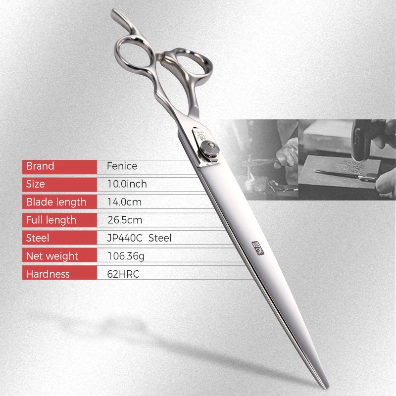 Fenice 10 Inch Professional Dog Grooming Cutting Shears Japan 440C Straight Scissors Pet  Accesories Groomer Tools