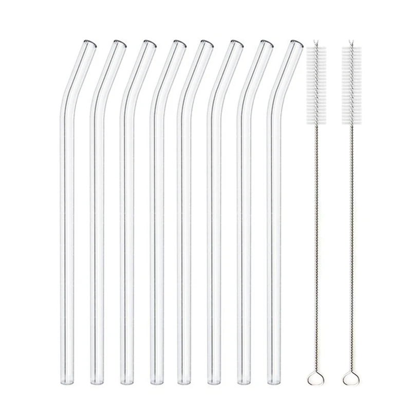 20 cm Glas-Smoothie-Strohhalm, wiederverwendbare transparente Trinkhalme für Smoothie-Milchshakes, umweltfreundlicher Trinkgeschirr-Strohhalm