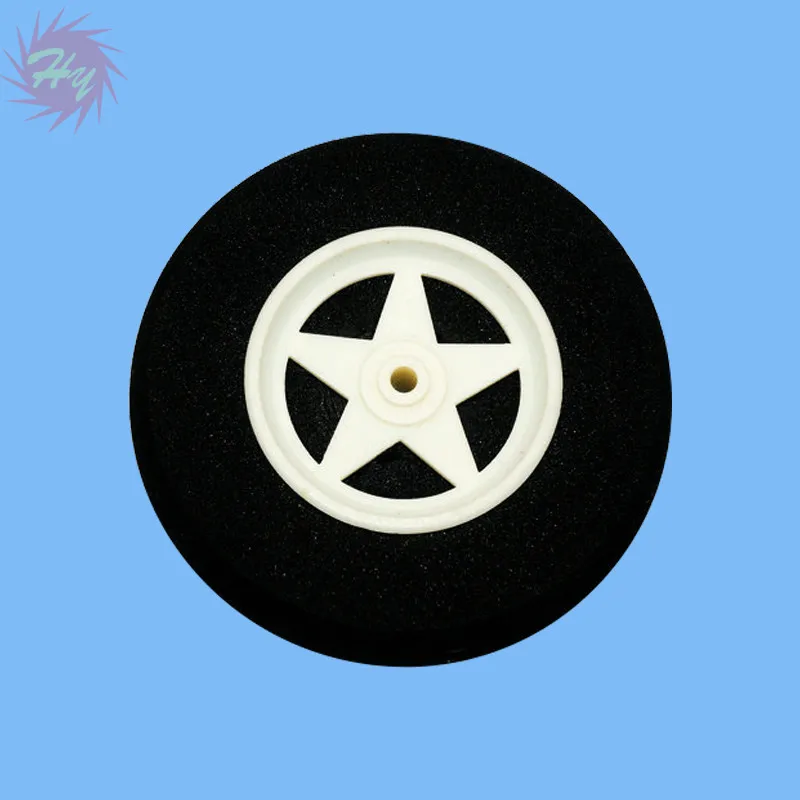 2 Pcs   Landing Gear Light Foam 5 Spoke Wheel Hollow Shock Absorbing Sponge Tire D60-75mm Color White For RC Aircraft Model