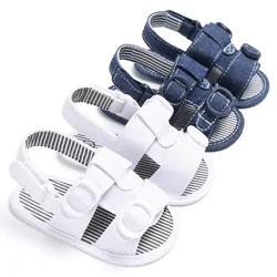 Sandalias de cuna para niños pequeños, zapatos de bebé recién nacido, niño y niña, zapatilla de lona vaquera de verano de suela suave de algodón