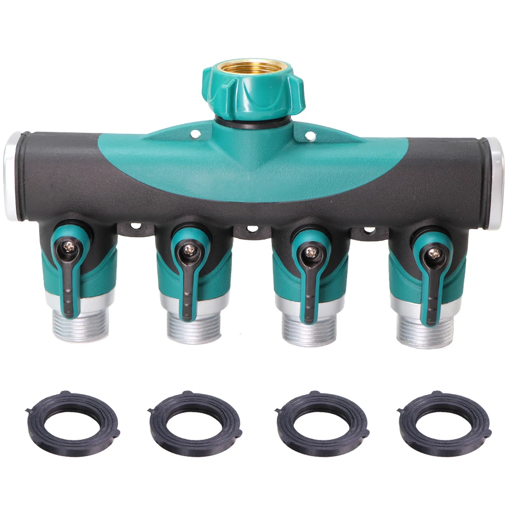 

NPT BSP 3/4" Agriculture Irrigation Splitter Adapter w/ Rubber Zinc Alloy Shut Off Valve Distributor Garden Water Connector