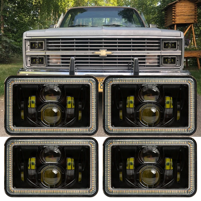 

Rectangular 4x6 LED Headlights Hi/Lo Sealed Beam Replacement Headlamp with DRL for GMC Ford Chevrolet Truck 4 x 6'' Led Headlamp