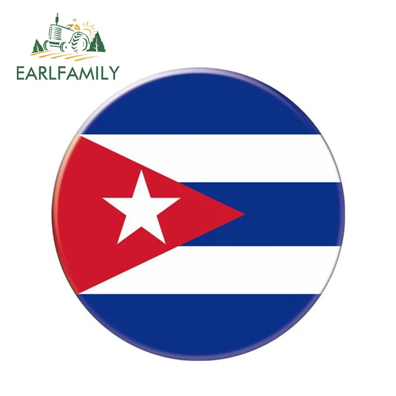 

EARLFAMILY 13cm x 13cm Auto Moto Bike Suitcase Laptop Flag Round Cuba Decal Reflective Car Sticker Waterproof 3D Car Styling