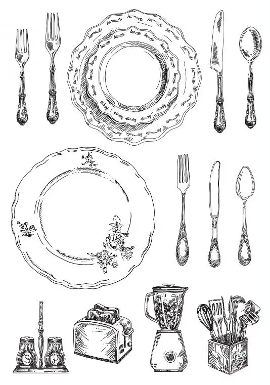 Tableware Transparent Clear Stamps for DIY Scrapbooking/Card Making Fun Decoration Supplies  A0209